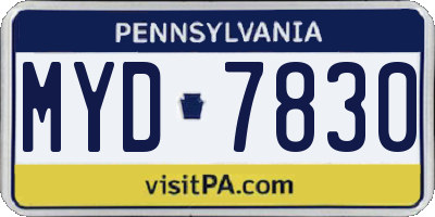 PA license plate MYD7830
