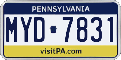 PA license plate MYD7831