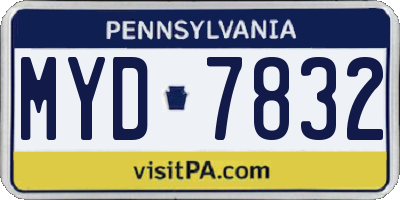 PA license plate MYD7832