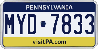 PA license plate MYD7833