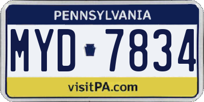 PA license plate MYD7834