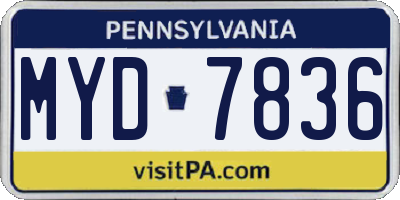 PA license plate MYD7836