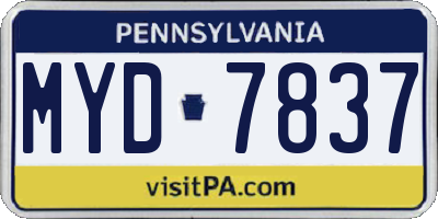 PA license plate MYD7837