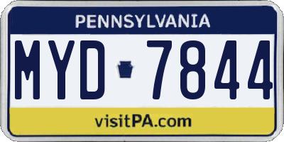 PA license plate MYD7844
