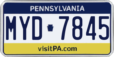 PA license plate MYD7845