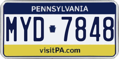 PA license plate MYD7848