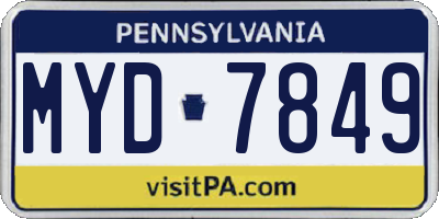 PA license plate MYD7849
