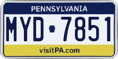 PA license plate MYD7851
