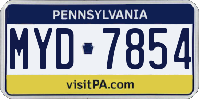 PA license plate MYD7854