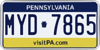 PA license plate MYD7865