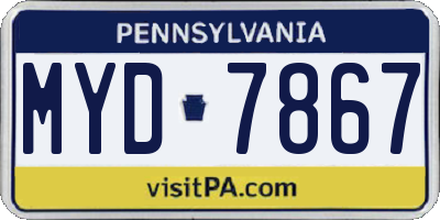 PA license plate MYD7867