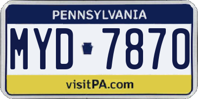 PA license plate MYD7870
