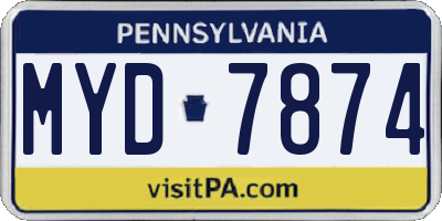 PA license plate MYD7874