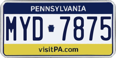 PA license plate MYD7875