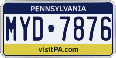 PA license plate MYD7876