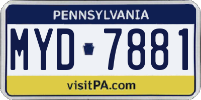 PA license plate MYD7881
