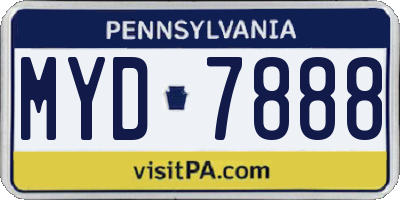 PA license plate MYD7888