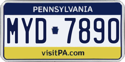 PA license plate MYD7890
