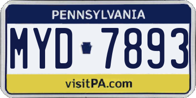 PA license plate MYD7893