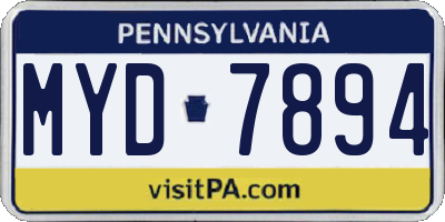 PA license plate MYD7894