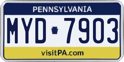 PA license plate MYD7903