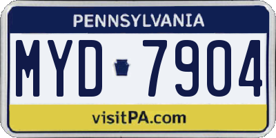 PA license plate MYD7904