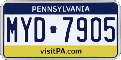 PA license plate MYD7905