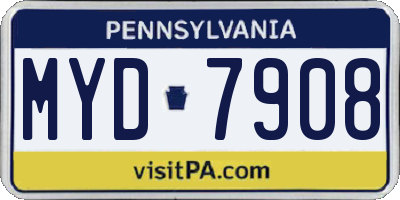 PA license plate MYD7908