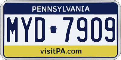 PA license plate MYD7909