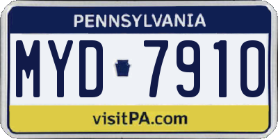 PA license plate MYD7910