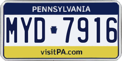PA license plate MYD7916