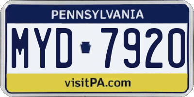 PA license plate MYD7920