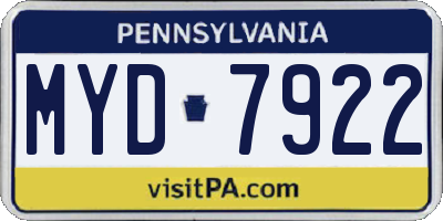 PA license plate MYD7922