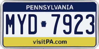 PA license plate MYD7923