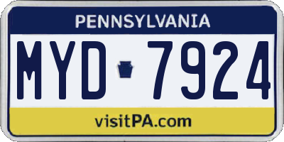 PA license plate MYD7924