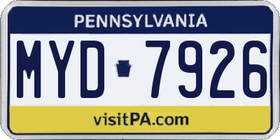 PA license plate MYD7926