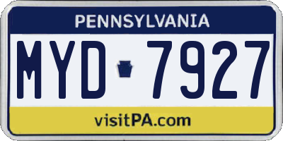 PA license plate MYD7927