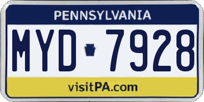 PA license plate MYD7928
