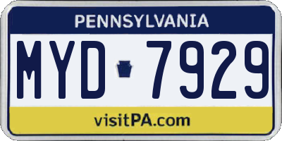 PA license plate MYD7929