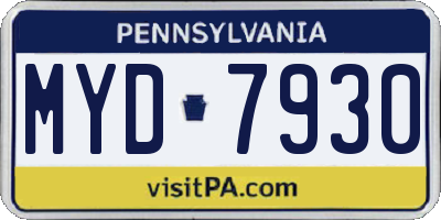 PA license plate MYD7930