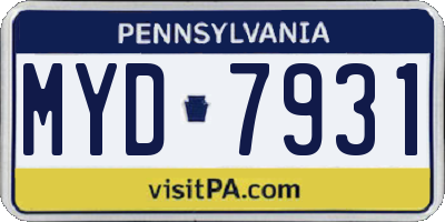 PA license plate MYD7931
