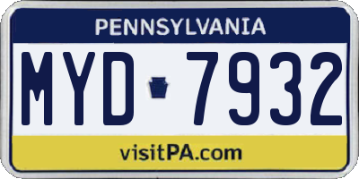 PA license plate MYD7932