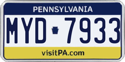 PA license plate MYD7933