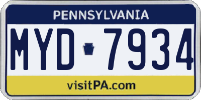 PA license plate MYD7934