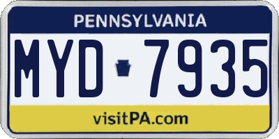 PA license plate MYD7935