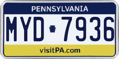 PA license plate MYD7936