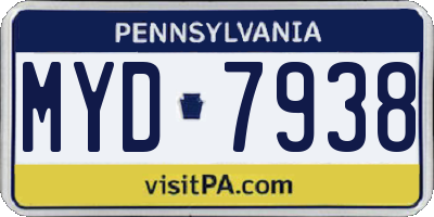 PA license plate MYD7938