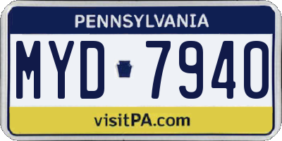 PA license plate MYD7940
