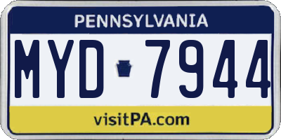 PA license plate MYD7944
