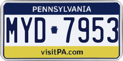 PA license plate MYD7953
